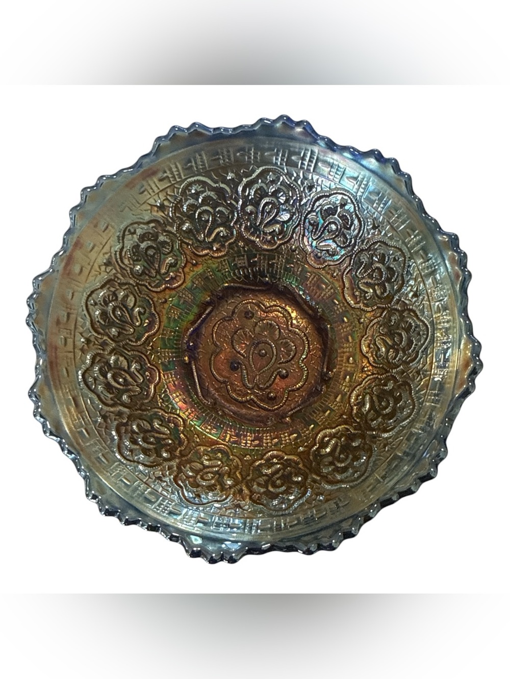 Iridescent Gold Carnival Glass Decorative Bowl - Home Art